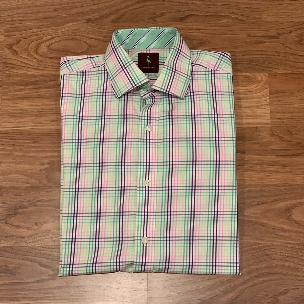 Tailorbyrd Multi Color Striped Dress Shirt Size L